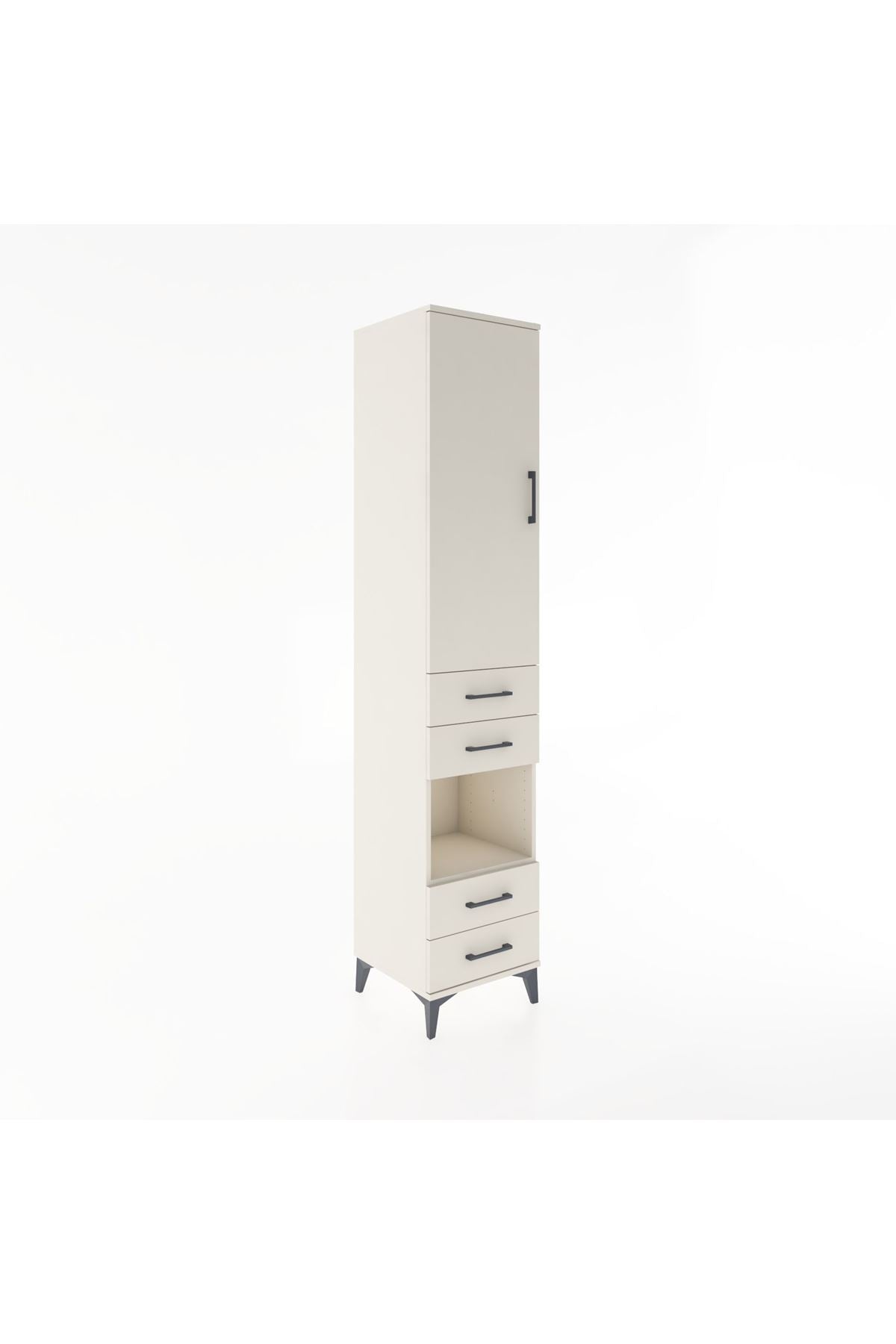 Hyperion Dolap 4 Raflı 4 Çekmeceli Tek Kapaklı 44x44x221 Aytaşı-Aytaşı