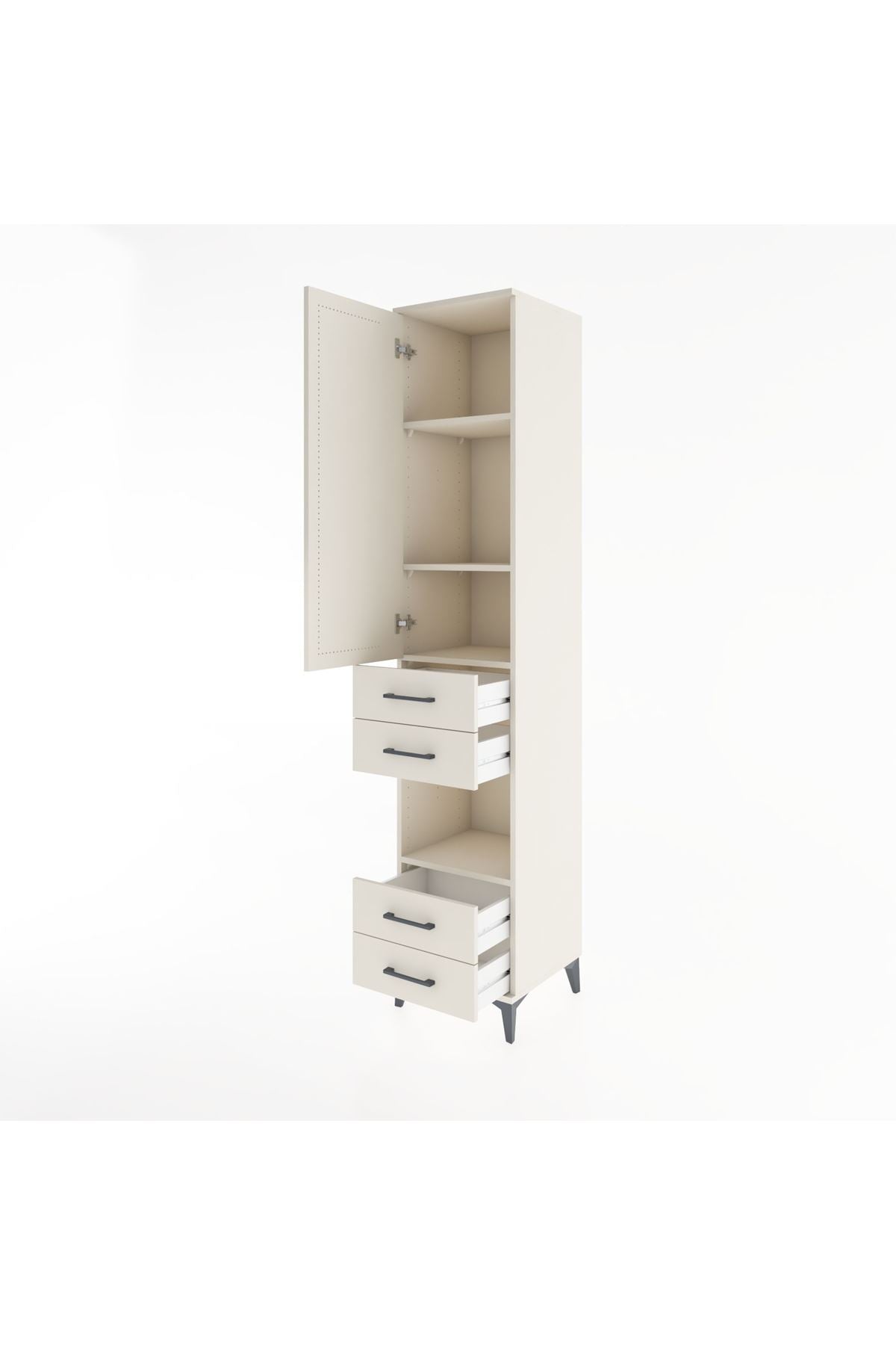 Hyperion Dolap 4 Raflı 4 Çekmeceli Tek Kapaklı 44x44x221 Aytaşı-Aytaşı