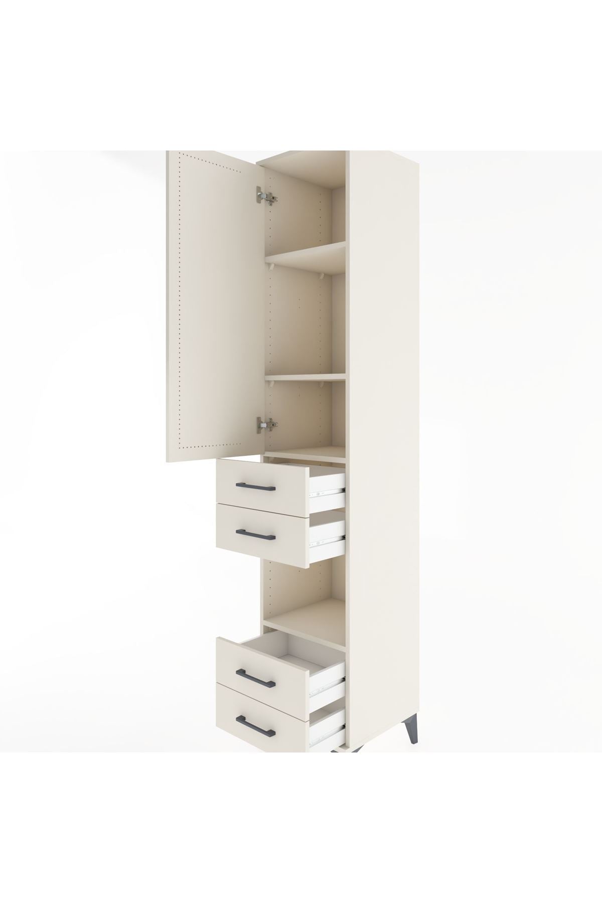 Hyperion Dolap 4 Raflı 4 Çekmeceli Tek Kapaklı 44x44x221 Aytaşı-Aytaşı