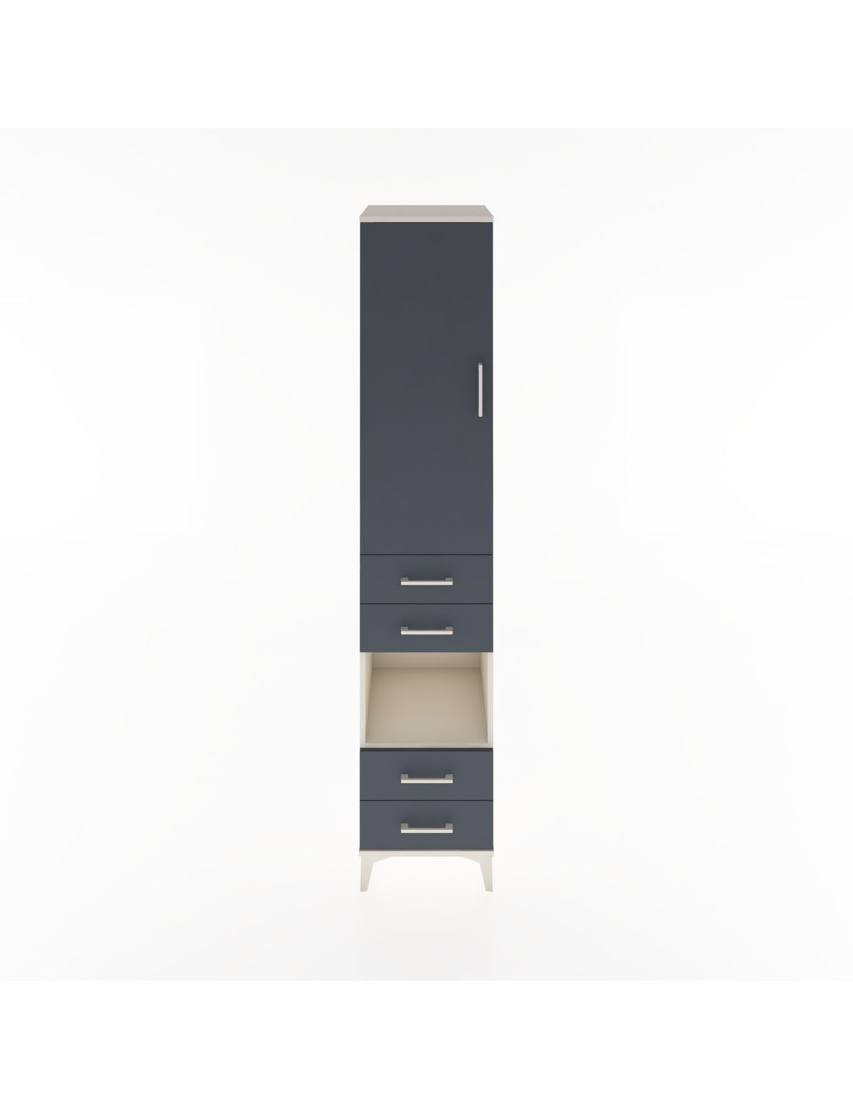 Hyperion Dolap 4 Raflı 4 Çekmeceli Tek Kapaklı 44x44x221 Aytaşı-Antrasit