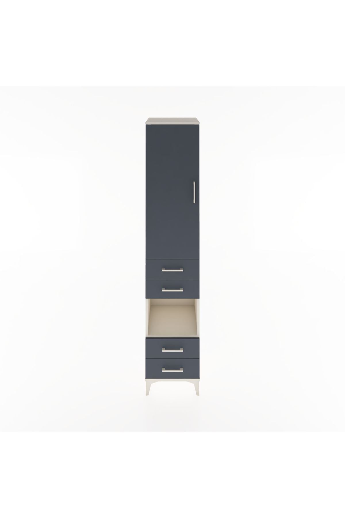 Hyperion Dolap 4 Raflı 4 Çekmeceli Tek Kapaklı 44x44x221 Aytaşı-Antrasit