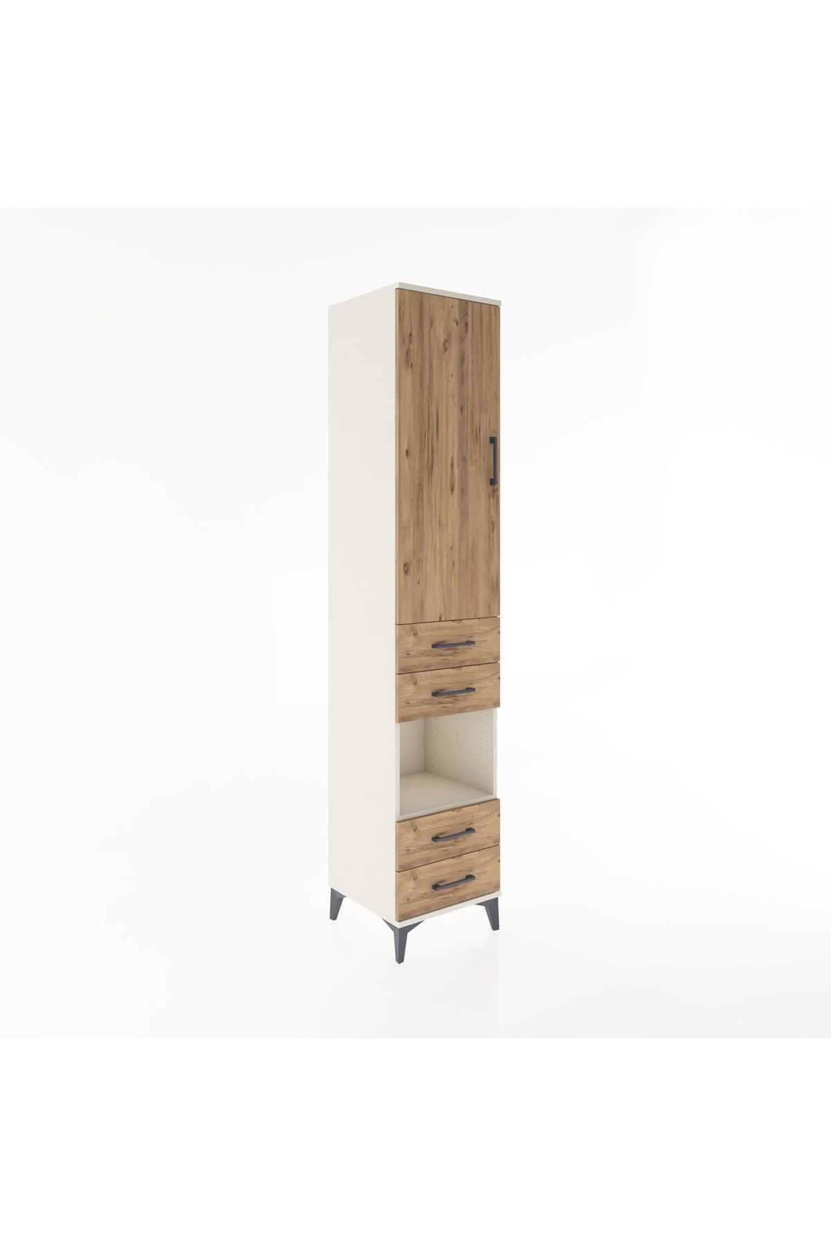 Hyperion Dolap 4 Raflı 4 Çekmeceli Tek Kapaklı 44x44x221 Aytaşı-Çam