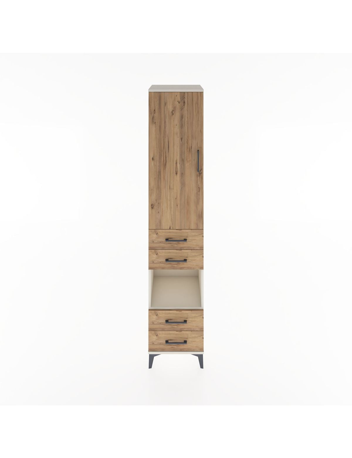 Hyperion Dolap 4 Raflı 4 Çekmeceli Tek Kapaklı 44x44x221 Aytaşı-Çam