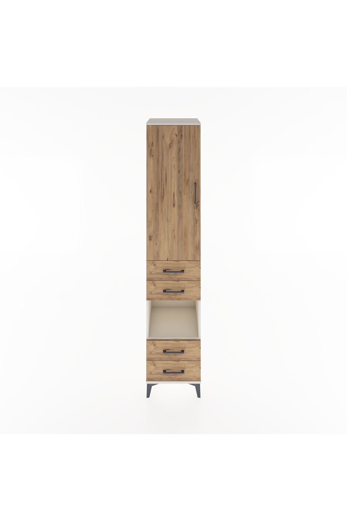 Hyperion Dolap 4 Raflı 4 Çekmeceli Tek Kapaklı 44x44x221 Aytaşı-Çam