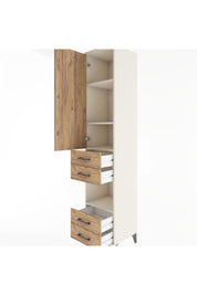 Hyperion Dolap 4 Raflı 4 Çekmeceli Tek Kapaklı 44x44x221 Aytaşı-Çam