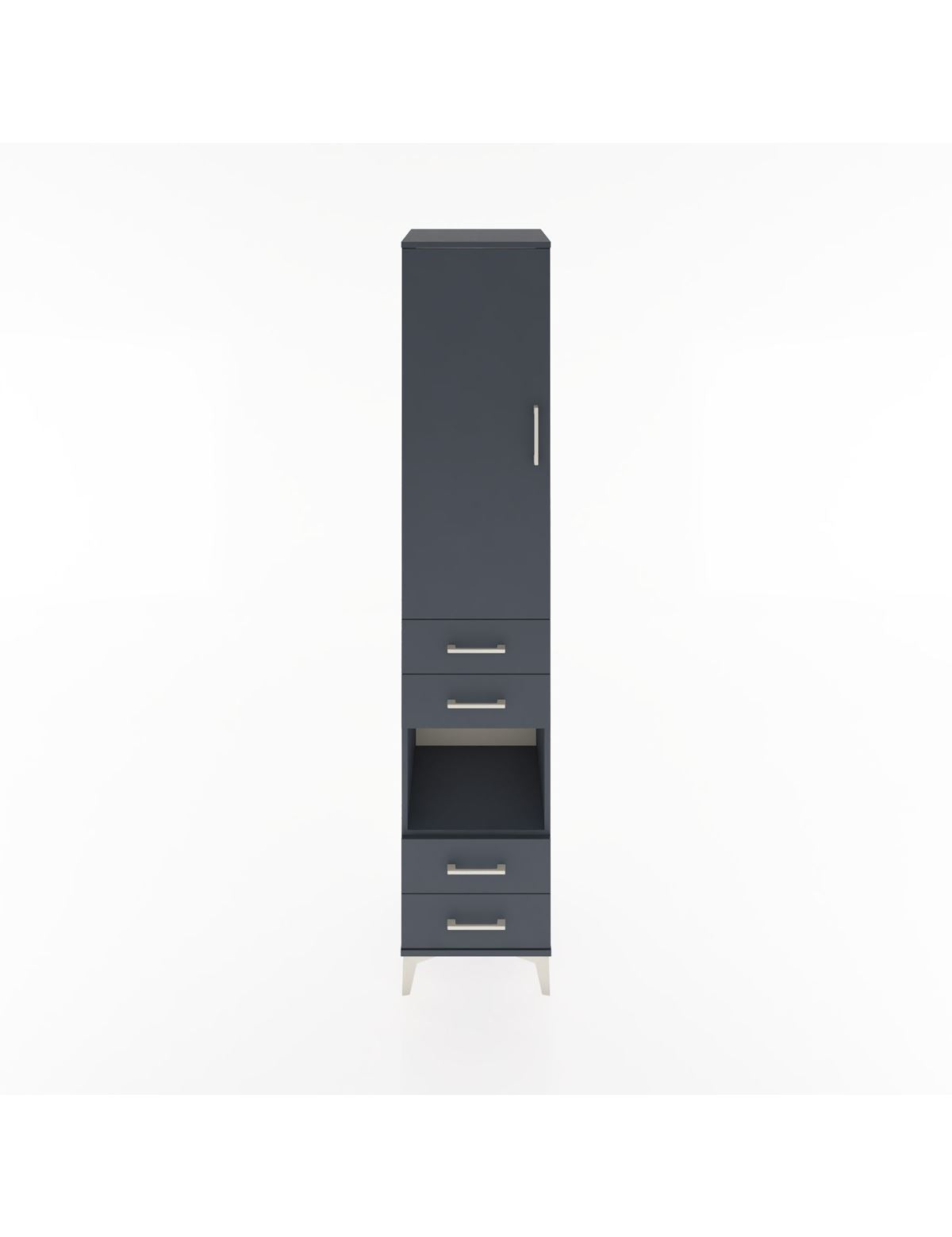 Hyperion Dolap 4 Raflı 4 Çekmeceli Tek Kapaklı 44x44x221 Antrasit-Antrasit