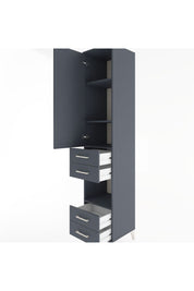 Hyperion Dolap 4 Raflı 4 Çekmeceli Tek Kapaklı 44x44x221 Antrasit-Antrasit