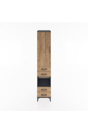 Hyperion Dolap 4 Raflı 4 Çekmeceli Tek Kapaklı 44x44x221 Antrasit-Çam