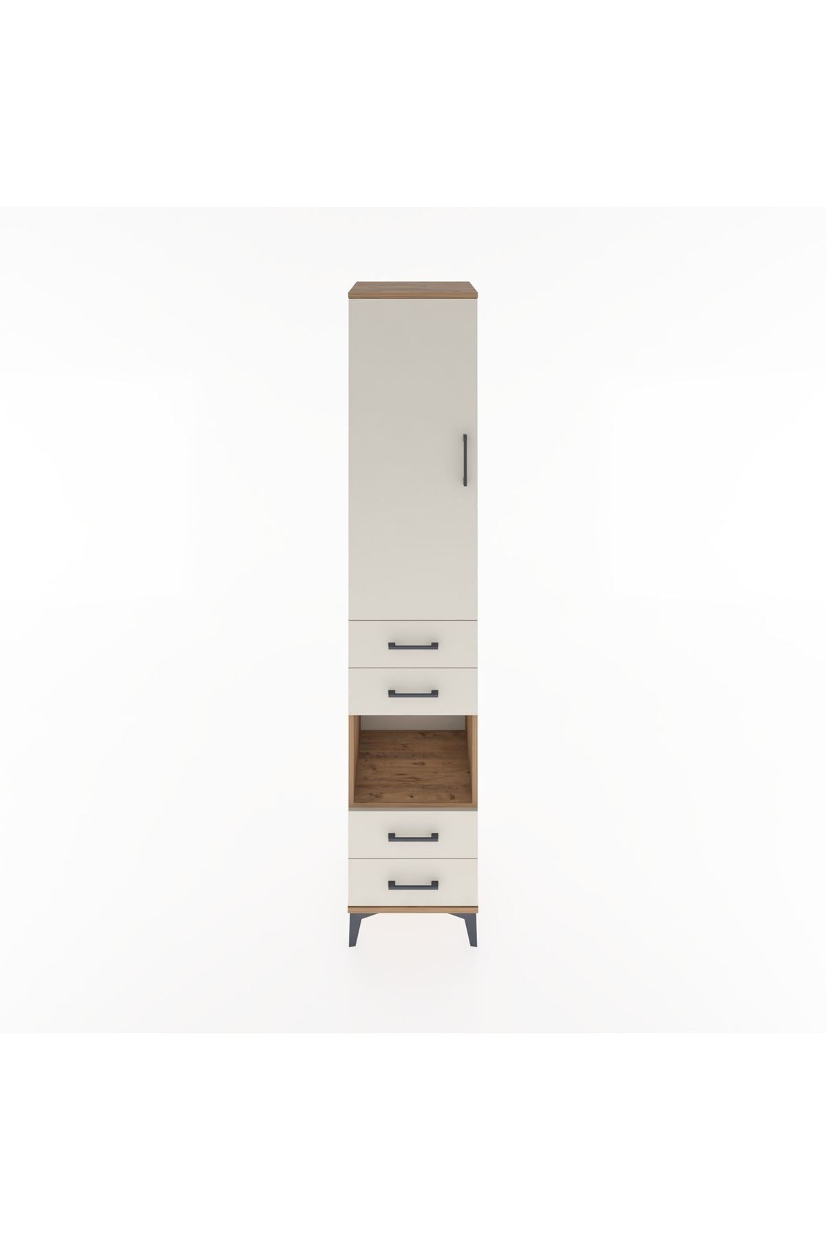 Hyperion Dolap 4 Raflı 4 Çekmeceli Tek Kapaklı 44x44x221 Çam-Aytaşı