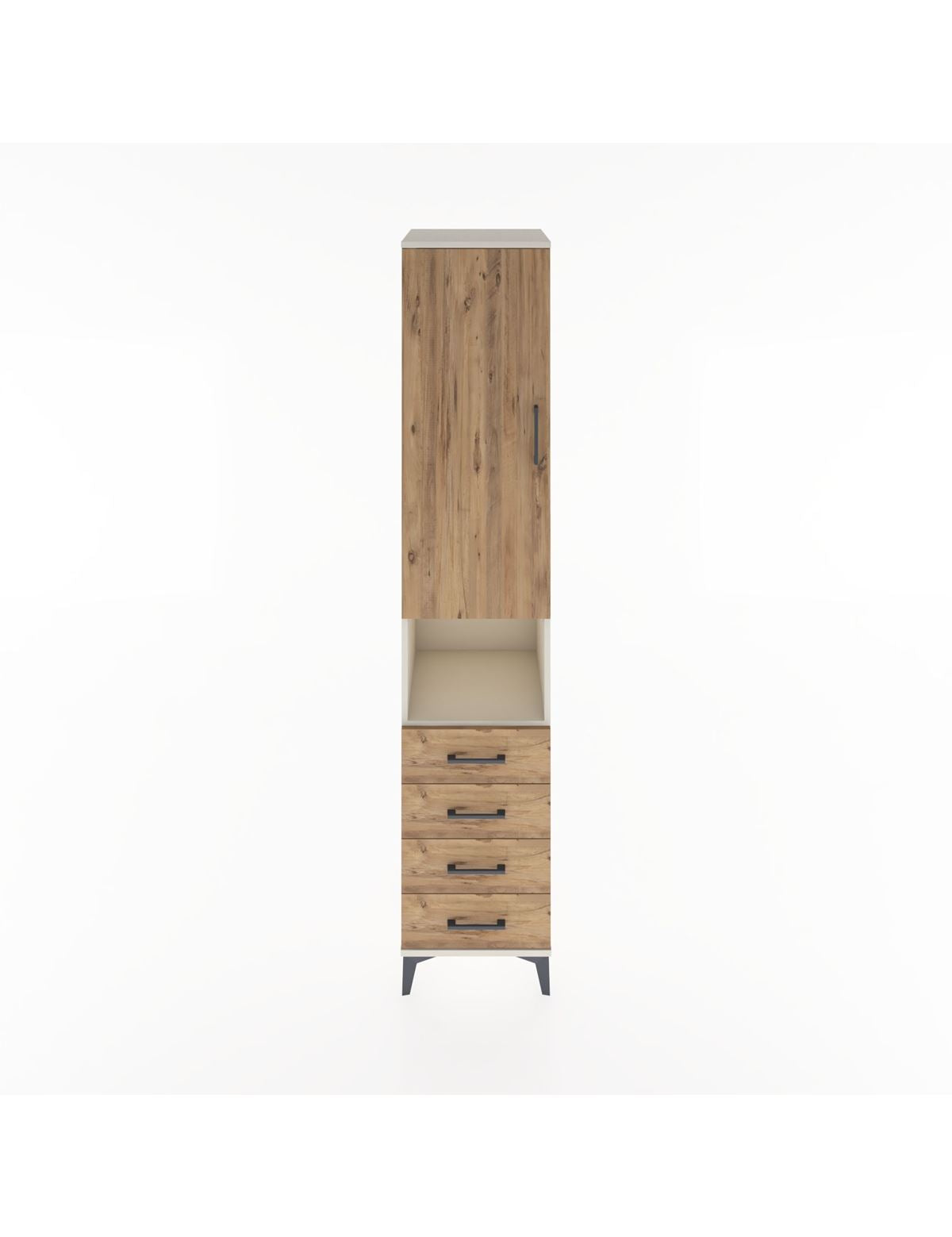 Hyperion Dolap 3 Raflı 4 Çekmeceli Tek Askılı 44x44x221 Aytaşı-Çam