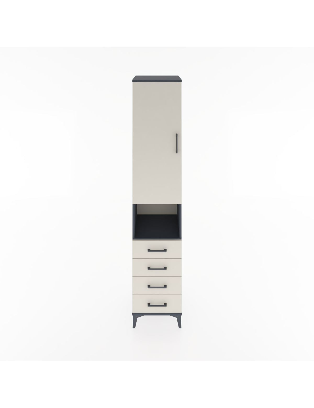 Hyperion Dolap 3 Raflı 4 Çekmeceli Tek Askılı 44x44x221 Antrasit-Aytaşı