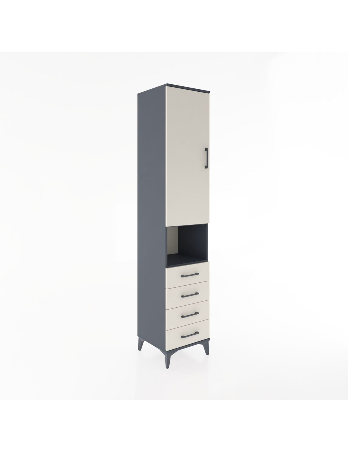 Hyperion Dolap 3 Raflı 4 Çekmeceli Tek Askılı 44x44x221 Antrasit-Aytaşı