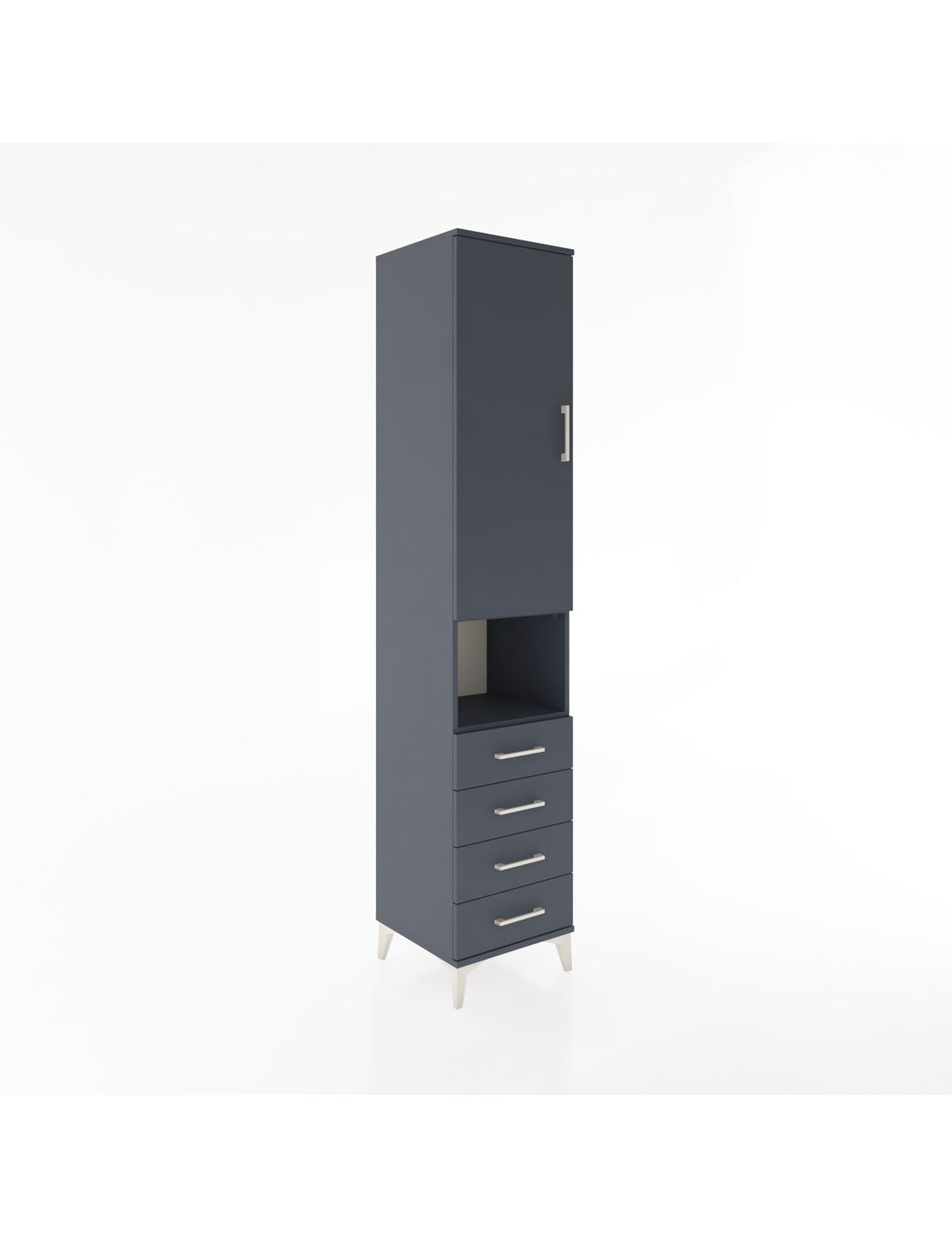 Hyperion Dolap 3 Raflı 4 Çekmeceli Tek Askılı 44x44x221 Antrasit-Antrasit