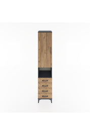 Hyperion Dolap 3 Raflı 4 Çekmeceli Tek Askılı 44x44x221 Antrasit-Çam