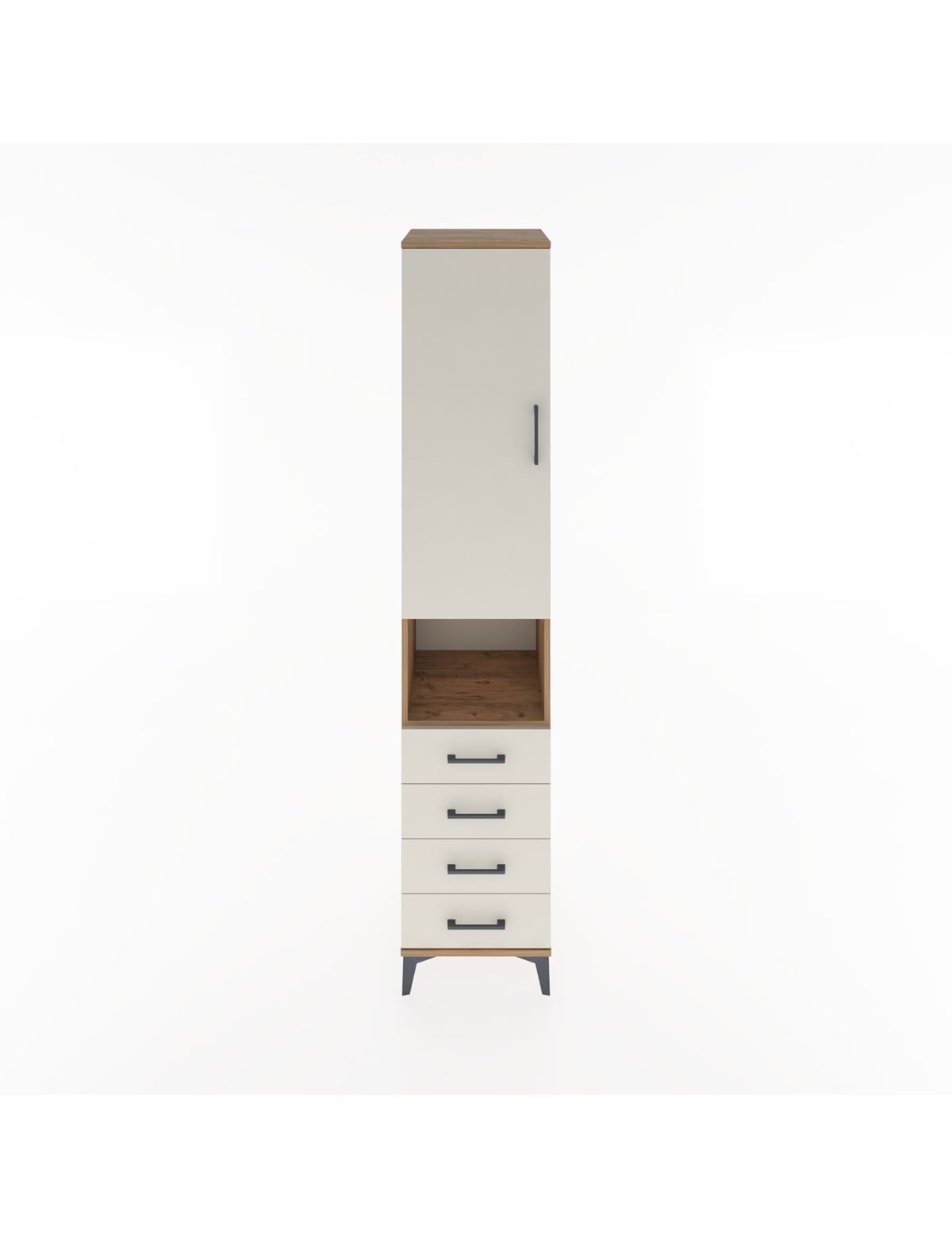 Hyperion Dolap 3 Raflı 4 Çekmeceli Tek Askılı 44x44x221 Çam-Aytaşı