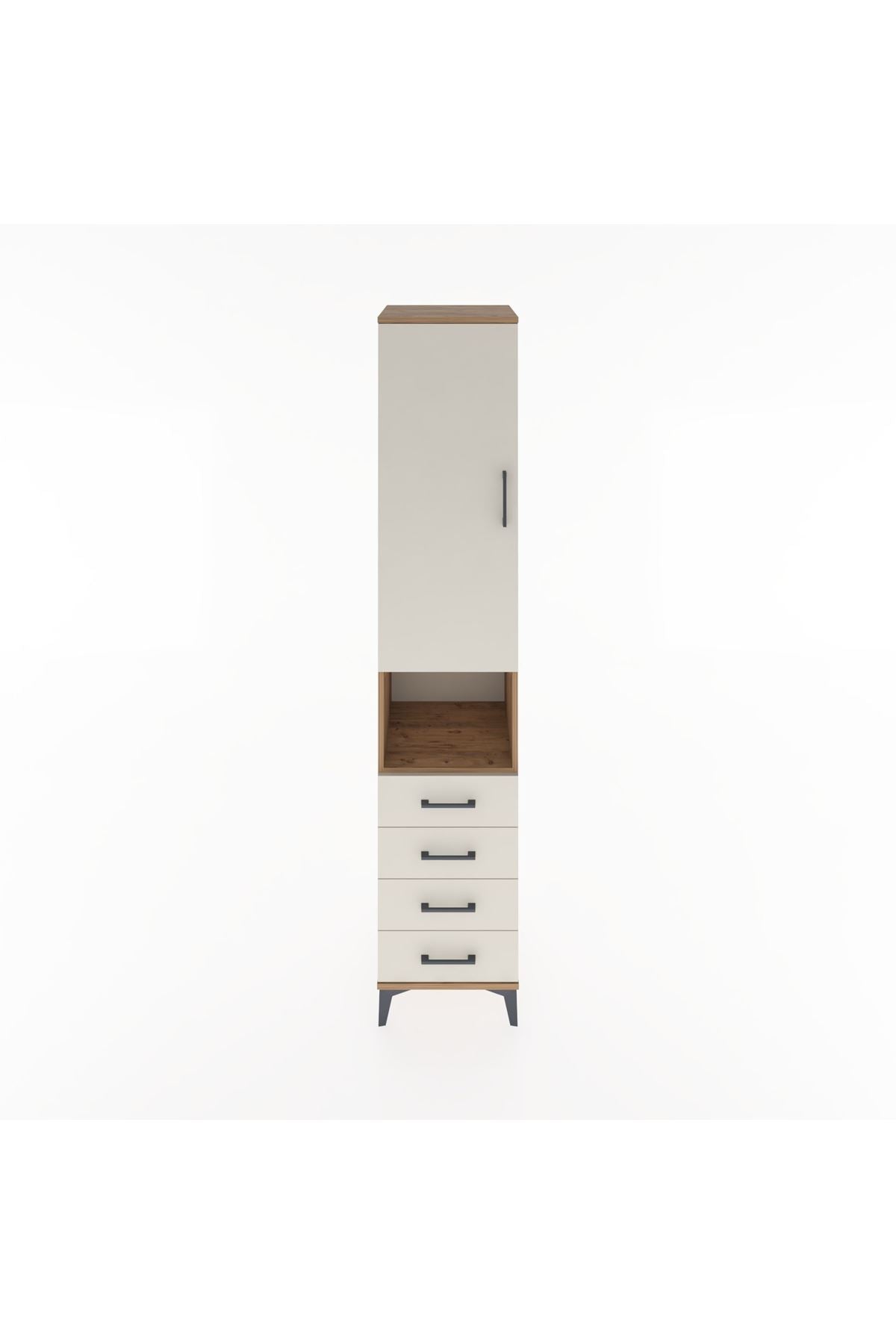 Hyperion Dolap 3 Raflı 4 Çekmeceli Tek Askılı 44x44x221 Çam-Aytaşı