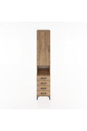 Hyperion Dolap 3 Raflı 4 Çekmeceli Tek Askılı 44x44x221 Çam-Çam