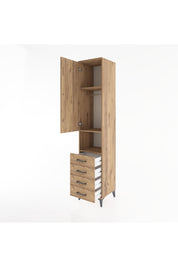 Hyperion Dolap 3 Raflı 4 Çekmeceli Tek Askılı 44x44x221 Çam-Çam