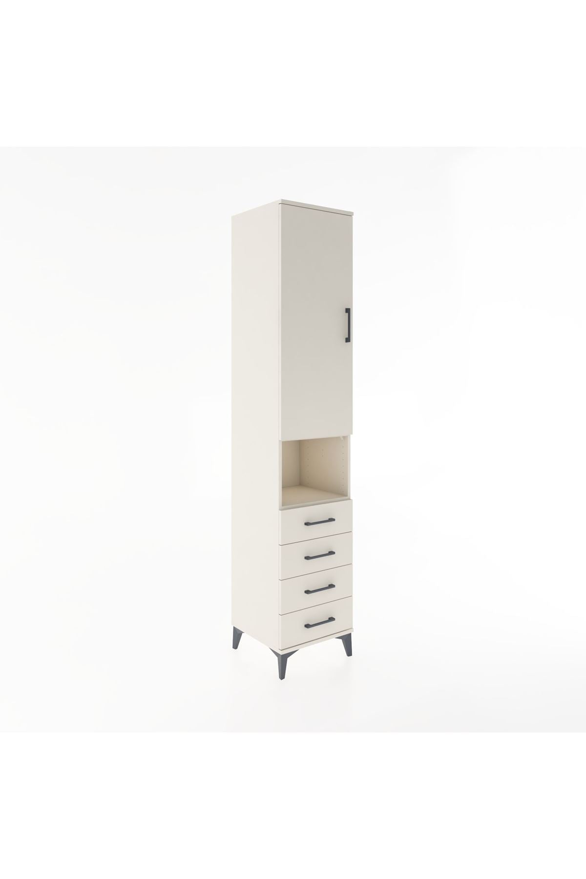 Hyperion Dolap 4 Raflı 4 Çekmeceli Tek Kapaklı 44x44x221 Aytaşı-Aytaşı