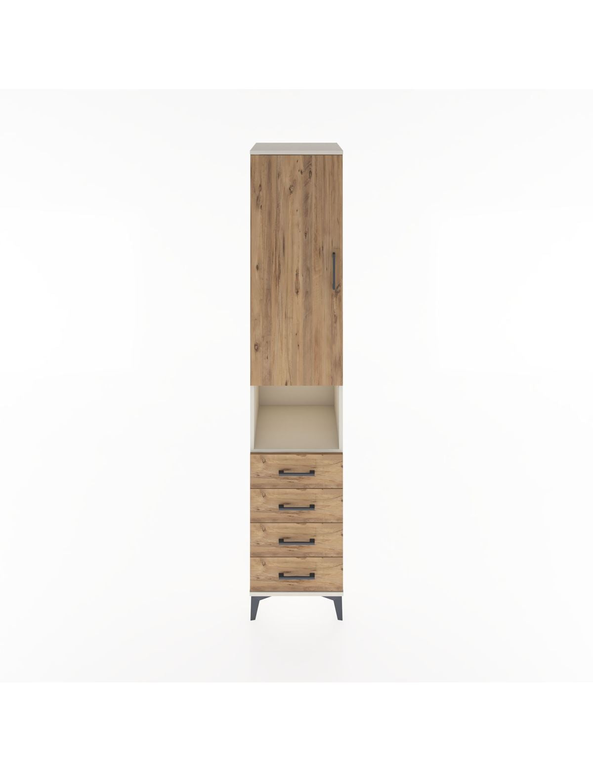 Hyperion Dolap 4 Raflı 4 Çekmeceli Tek Kapaklı 44x44x221 Aytaşı-Çam