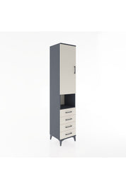 Hyperion Dolap 4 Raflı 4 Çekmeceli Tek Kapaklı 44x44x221 Antrasit-Aytaşı