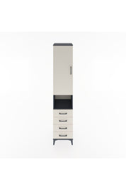 Hyperion Dolap 4 Raflı 4 Çekmeceli Tek Kapaklı 44x44x221 Antrasit-Aytaşı