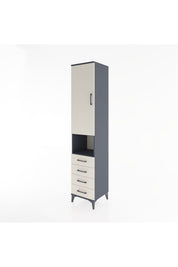 Hyperion Dolap 4 Raflı 4 Çekmeceli Tek Kapaklı 44x44x221 Antrasit-Aytaşı