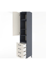 Hyperion Dolap 4 Raflı 4 Çekmeceli Tek Kapaklı 44x44x221 Antrasit-Aytaşı