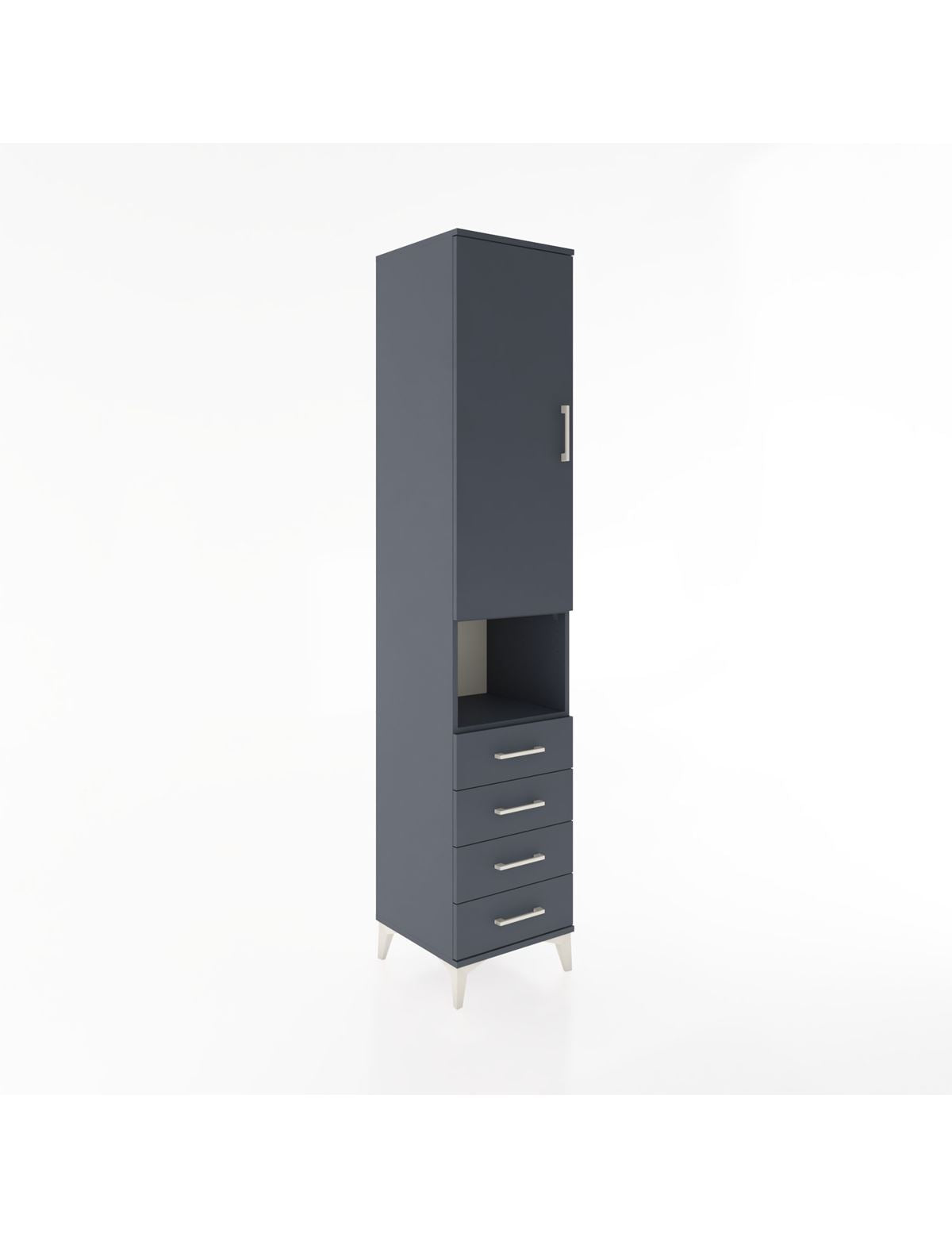 Hyperion Dolap 4 Raflı 4 Çekmeceli Tek Kapaklı 44x44x221 Antrasit-Antrasit