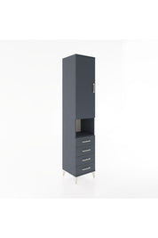 Hyperion Dolap 4 Raflı 4 Çekmeceli Tek Kapaklı 44x44x221 Antrasit-Antrasit