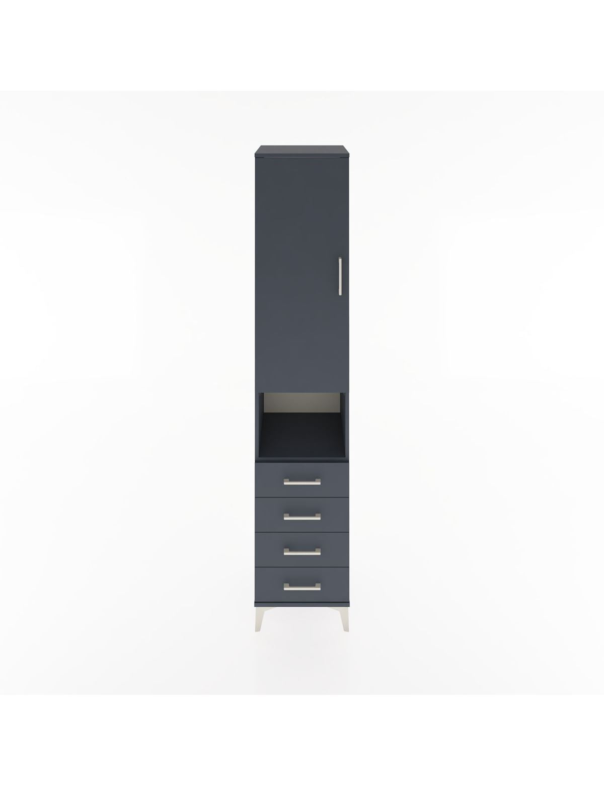 Hyperion Dolap 4 Raflı 4 Çekmeceli Tek Kapaklı 44x44x221 Antrasit-Antrasit