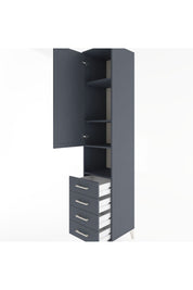 Hyperion Dolap 4 Raflı 4 Çekmeceli Tek Kapaklı 44x44x221 Antrasit-Antrasit