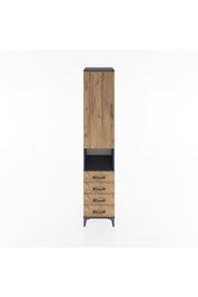 Hyperion Dolap 4 Raflı 4 Çekmeceli Tek Kapaklı 44x44x221 Antrasit-Çam