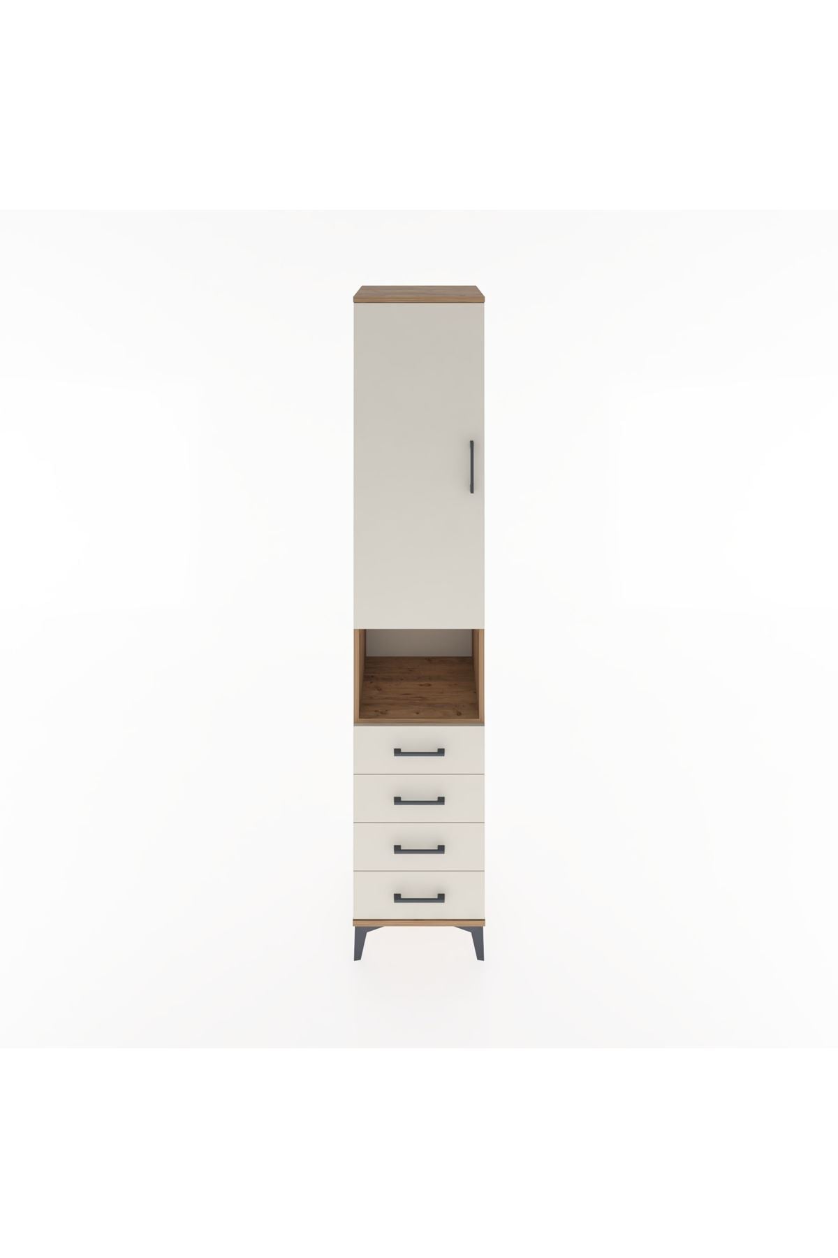 Hyperion Dolap 4 Raflı 4 Çekmeceli Tek Kapaklı 44x44x221 Çam-Aytaşı