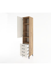 Hyperion Dolap 4 Raflı 4 Çekmeceli Tek Kapaklı 44x44x221 Çam-Aytaşı