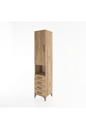 Hyperion Dolap 4 Raflı 4 Çekmeceli Tek Kapaklı 44x44x221 Çam-Çam