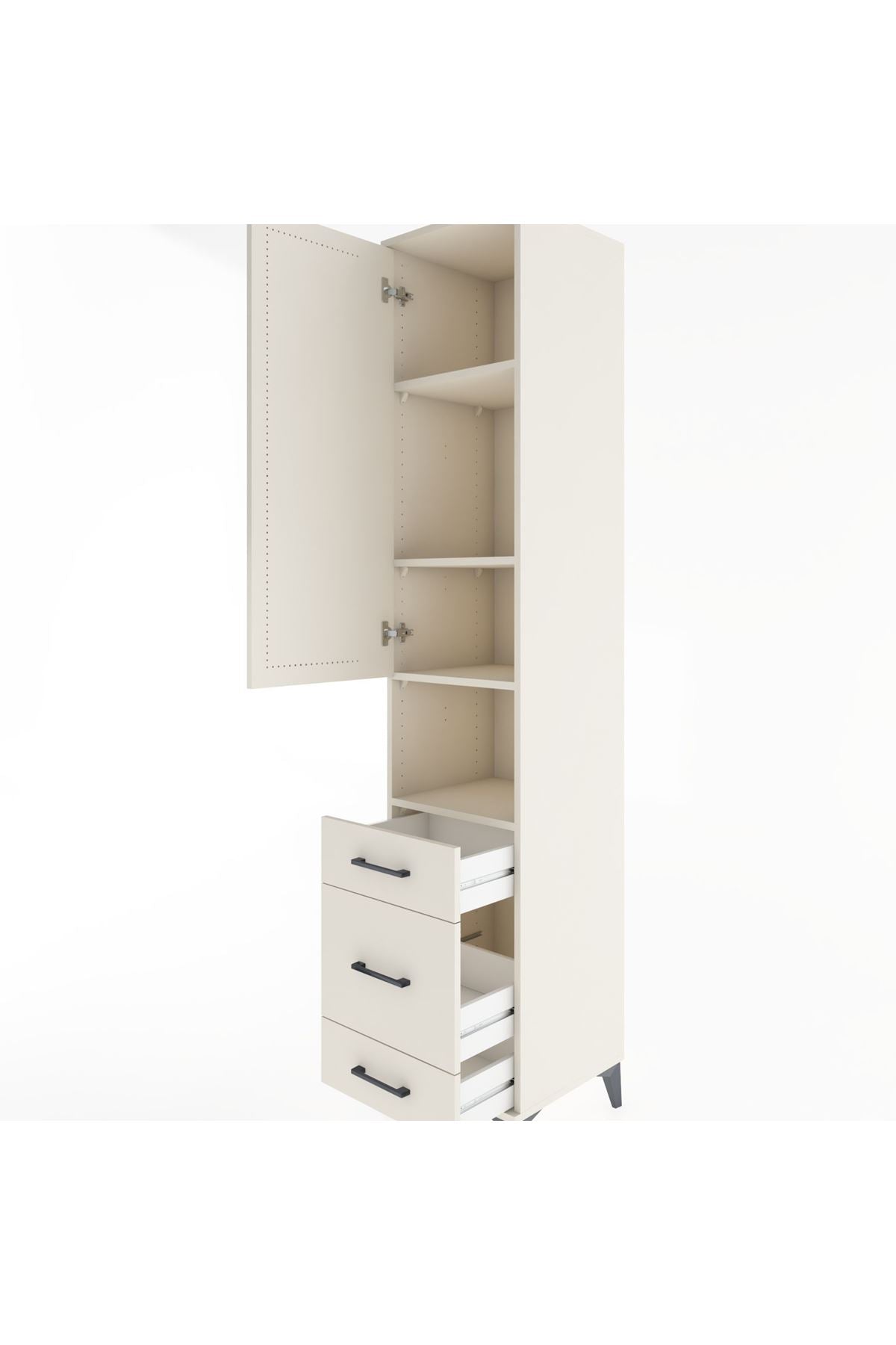 Hyperion Dolap 4 Raflı 3 Çekmeceli Tek Kapaklı 44x44x221 Aytaşı-Aytaşı