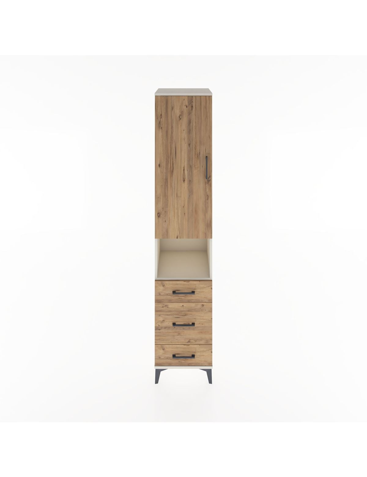 Hyperion Dolap 4 Raflı 3 Çekmeceli Tek Kapaklı 44x44x221 Aytaşı-Çam