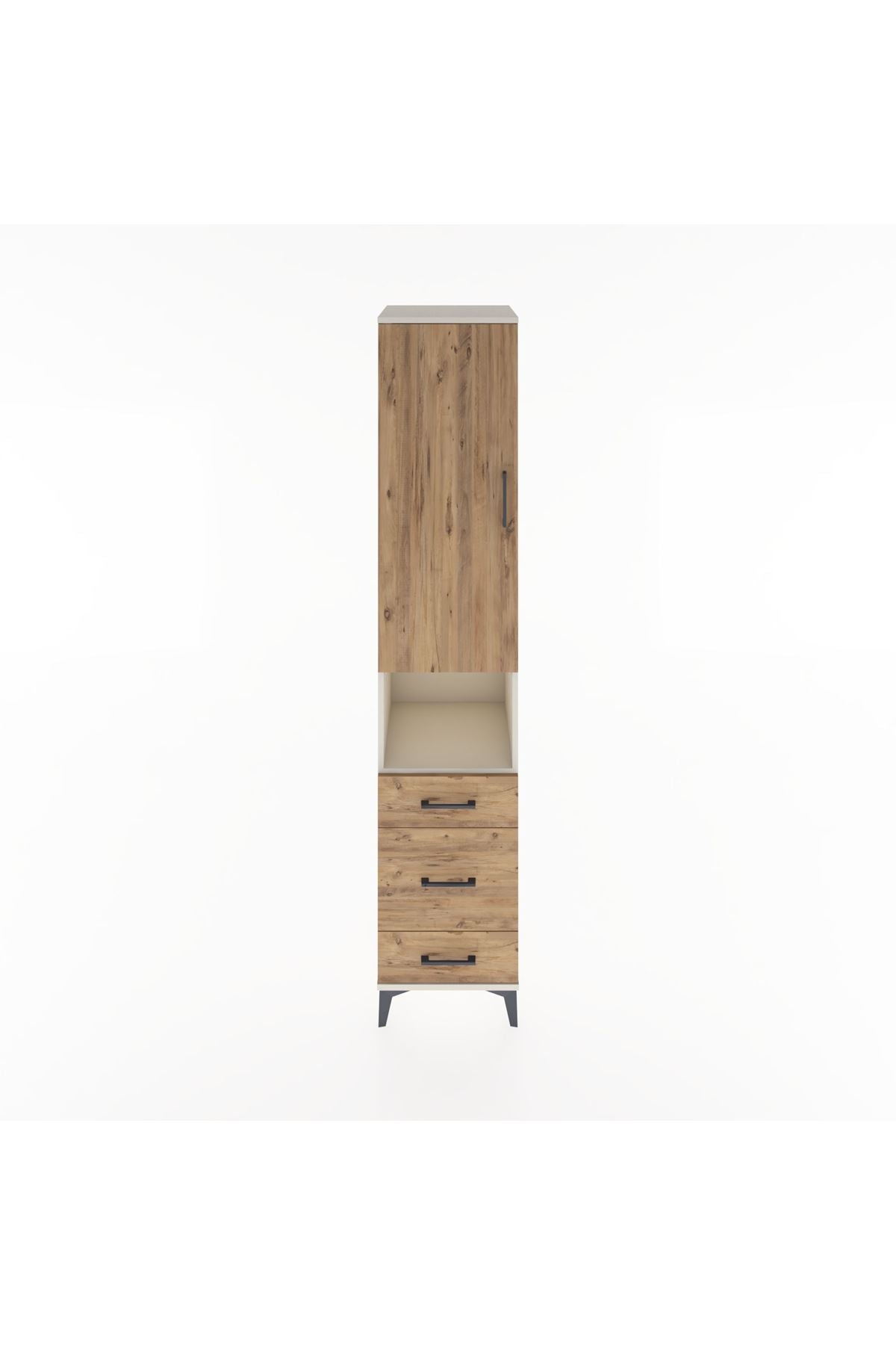 Hyperion Dolap 4 Raflı 3 Çekmeceli Tek Kapaklı 44x44x221 Aytaşı-Çam