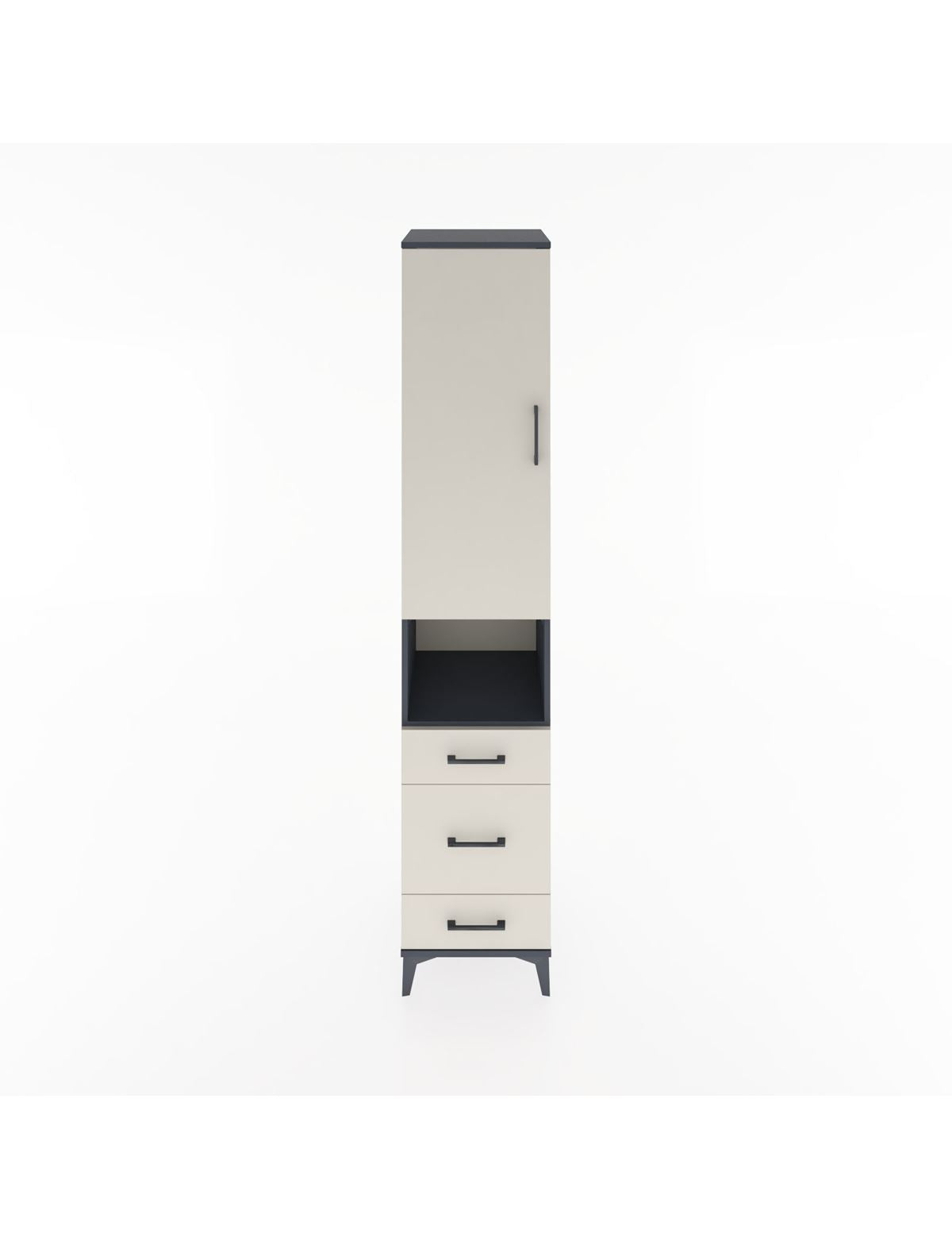 Hyperion Dolap 4 Raflı 3 Çekmeceli Tek Kapaklı 44x44x221 Antrasit-Aytaşı