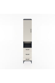 Hyperion Dolap 4 Raflı 3 Çekmeceli Tek Kapaklı 44x44x221 Antrasit-Aytaşı