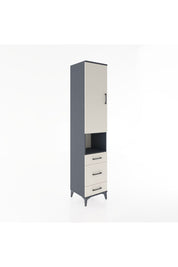 Hyperion Dolap 4 Raflı 3 Çekmeceli Tek Kapaklı 44x44x221 Antrasit-Aytaşı