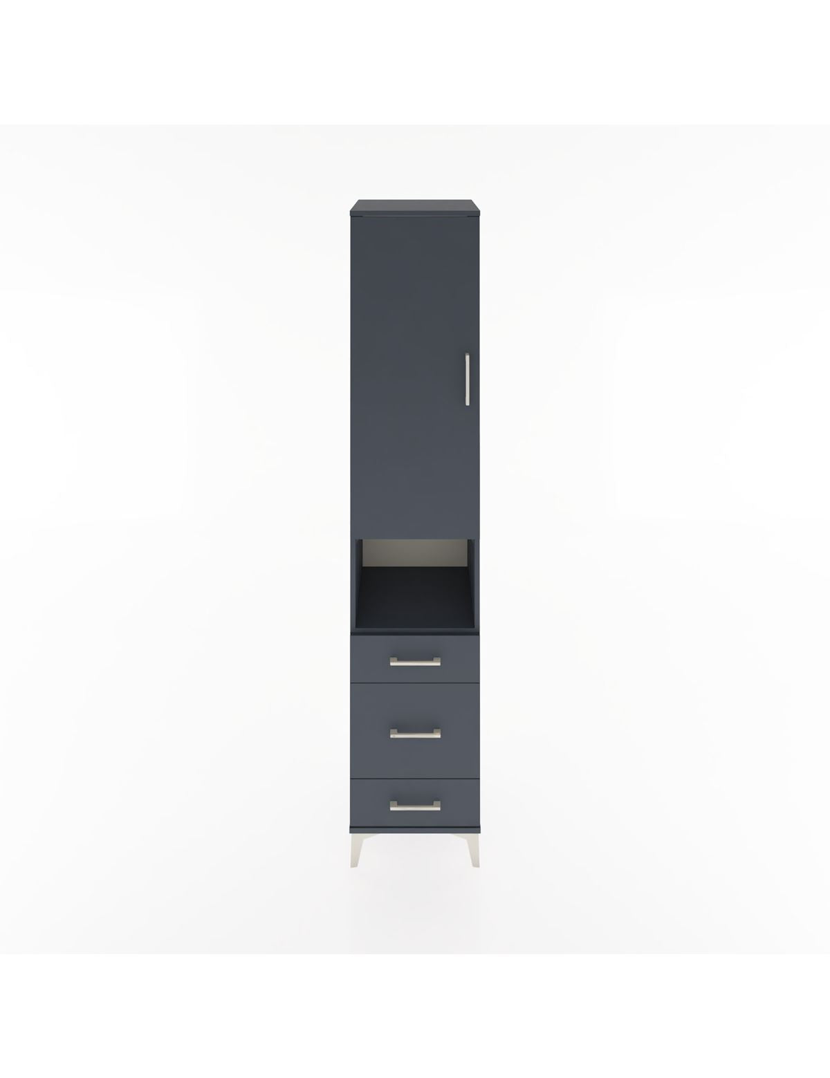 Hyperion Dolap 4 Raflı 3 Çekmeceli Tek Kapaklı 44x44x221 Antrasit-Antrasit