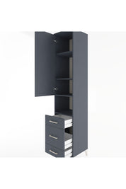 Hyperion Dolap 4 Raflı 3 Çekmeceli Tek Kapaklı 44x44x221 Antrasit-Antrasit