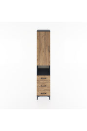 Hyperion Dolap 4 Raflı 3 Çekmeceli Tek Kapaklı 44x44x221 Antrasit-Çam