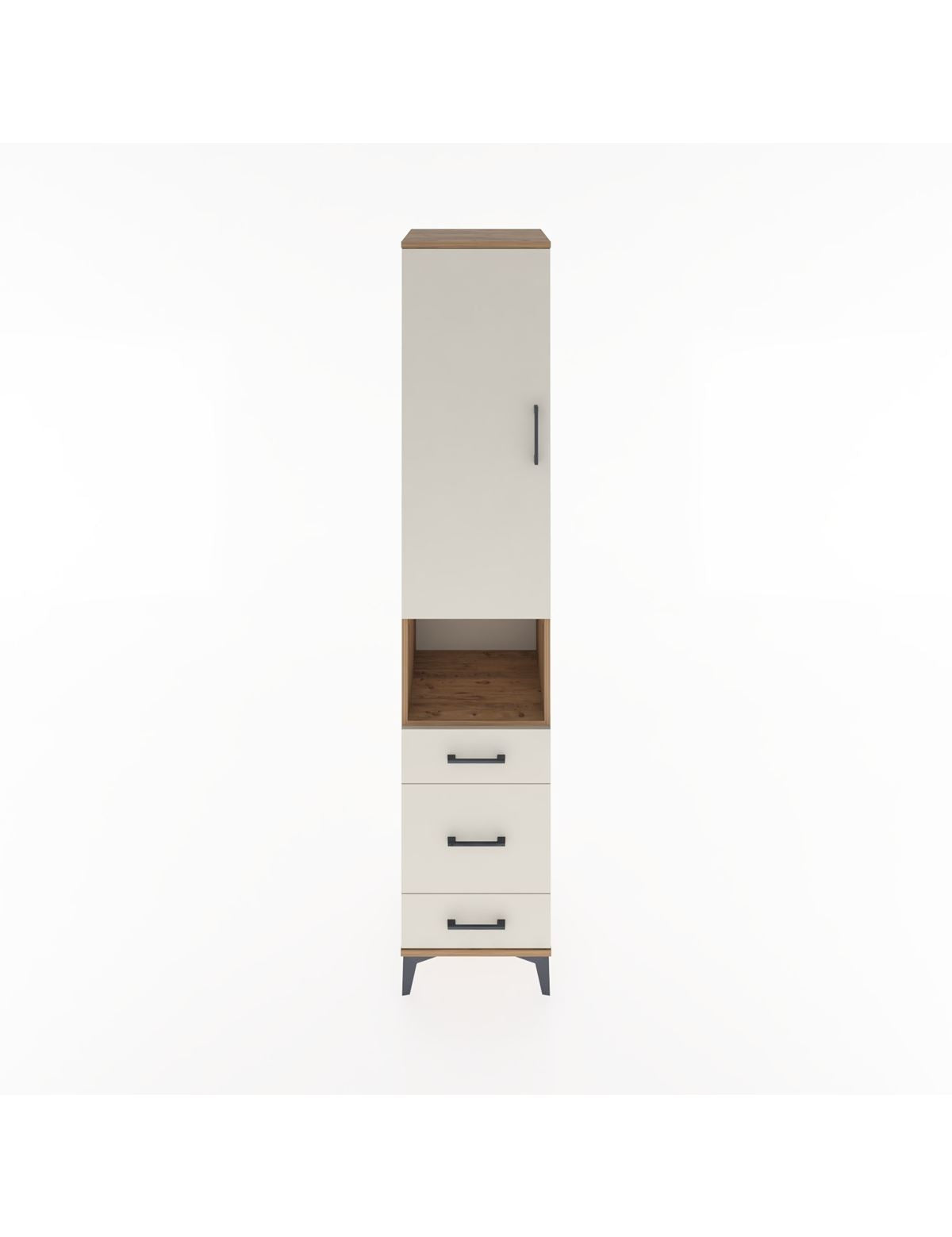 Hyperion Dolap 4 Raflı 3 Çekmeceli Tek Kapaklı 44x44x221 Çam-Aytaşı