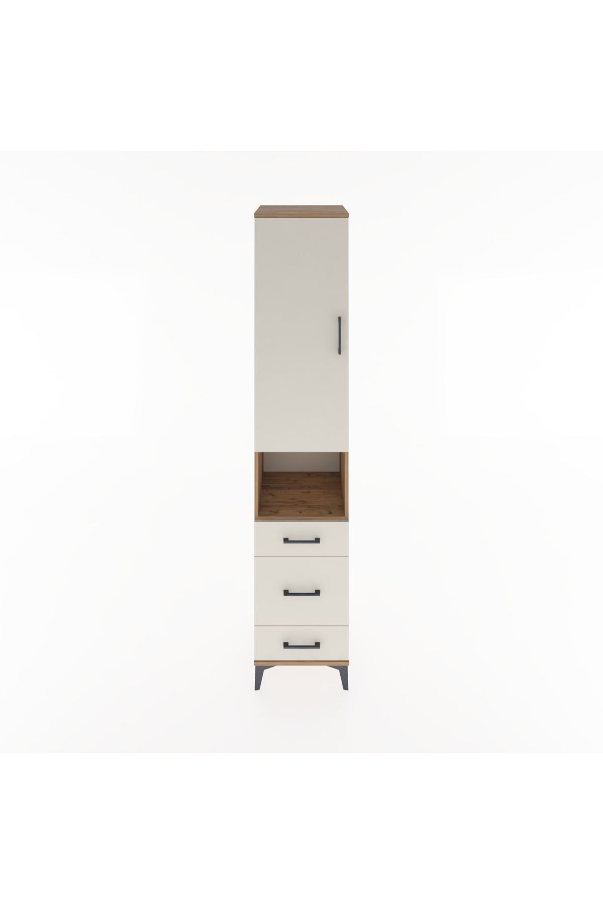 Hyperion Dolap 4 Raflı 3 Çekmeceli Tek Kapaklı 44x44x221 Çam-Aytaşı