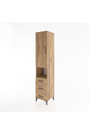 Hyperion Dolap 4 Raflı 3 Çekmeceli Tek Kapaklı 44x44x221 Çam-Çam