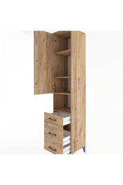 Hyperion Dolap 4 Raflı 3 Çekmeceli Tek Kapaklı 44x44x221 Çam-Çam