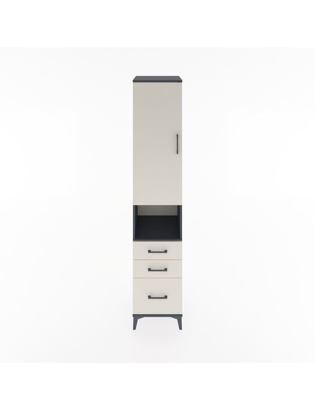 Hyperion Dolap 3 Raflı 3 Çekmeceli Tek Askılı 44x44x221 Antrasit-Aytaşı